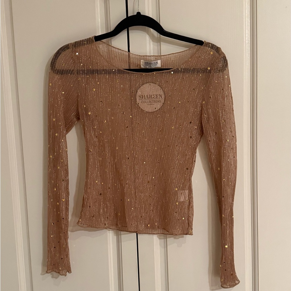 Gold Semi-Sheer Women's Top